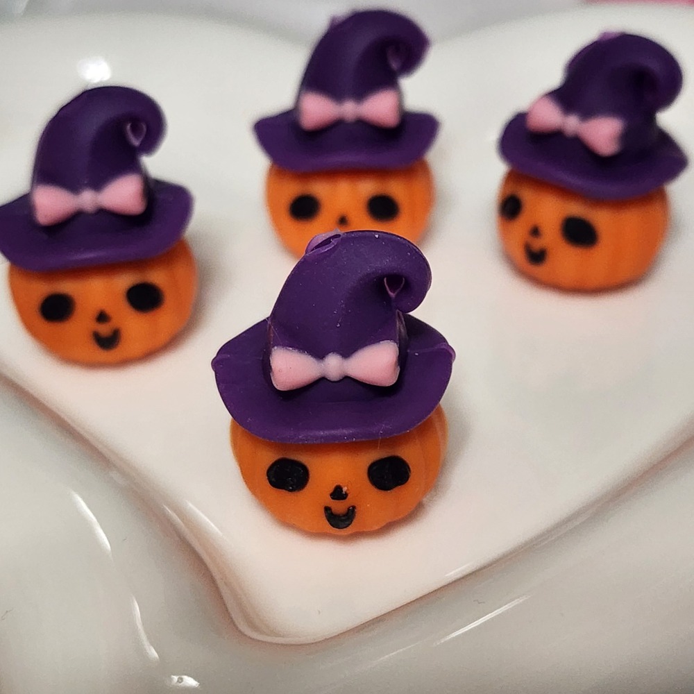 Pumpkin Witch Beads 2 Pcs Focal Bead Beaded Pen Jewelry Making Silicone Craft
